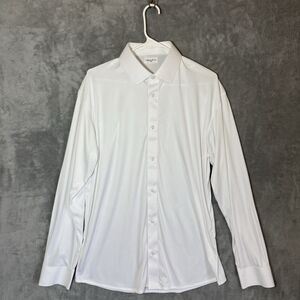 Collars & Co Shirt Large L White Long Sleeve Performance Polo Dress Shirt Men